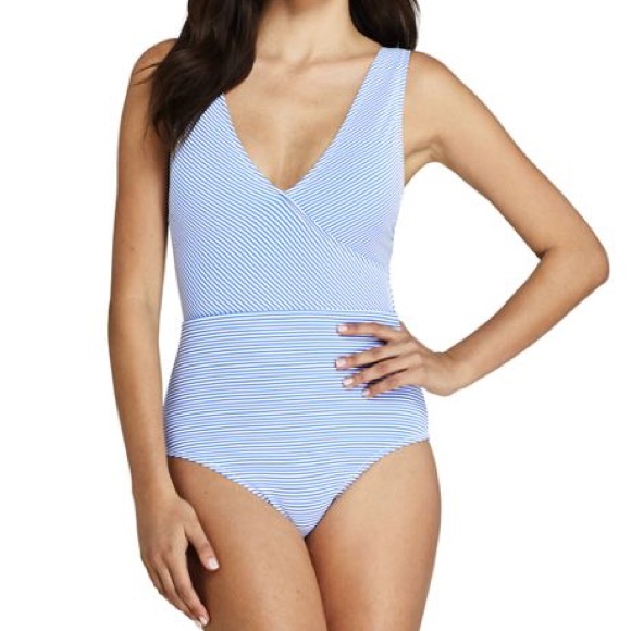 Lands End Seersucker One Piece 6 - Picture 1 of 3
